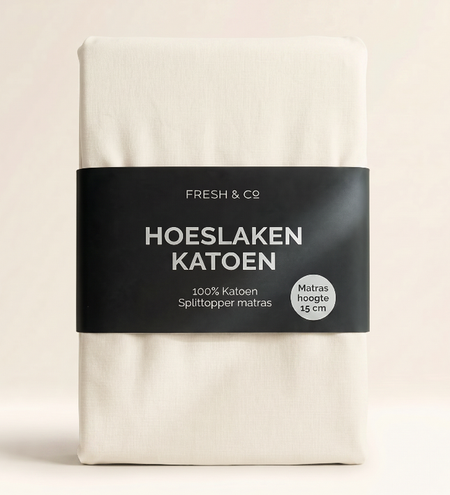 Splittopper Hoeslaken - Katoen - Crème