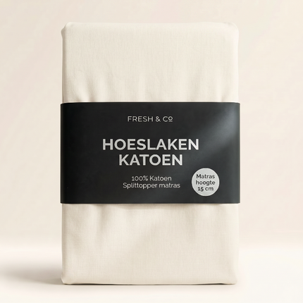 Splittopper Hoeslaken - Katoen - Crème