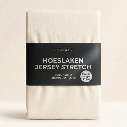 Splittopper Hoeslaken - Katoen Jersey Stretch - Crème