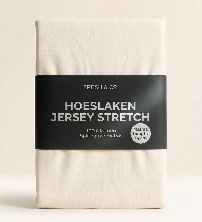Splittopper Hoeslaken - Katoen Jersey Stretch - Crème