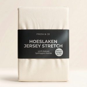 Splittopper Hoeslaken - Katoen Jersey Stretch - Crème