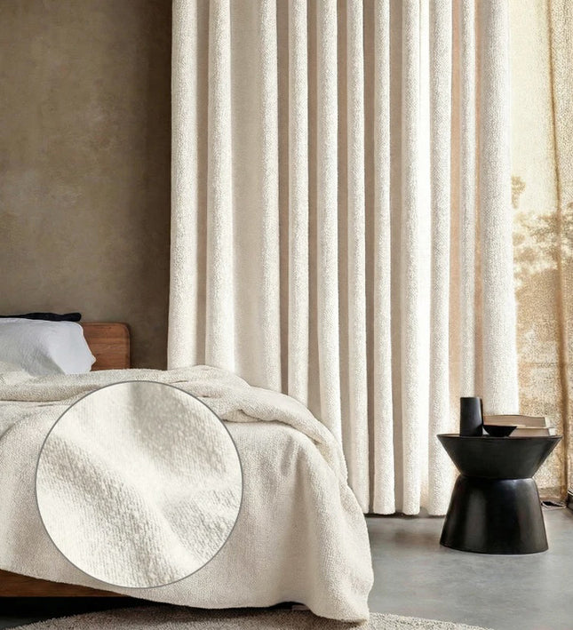 Gordijnen Bouclé - Haken of Ringen - Off-White