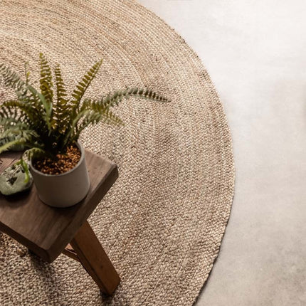 Jute Vloerkleed Geweven - Rond - Bruin