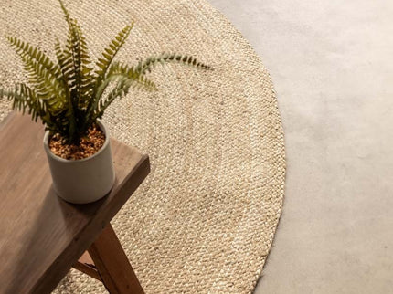 Jute Vloerkleed Geweven - Rond - Crème