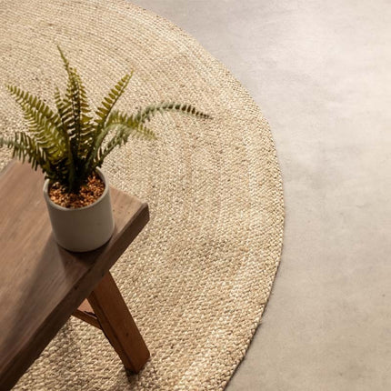 Jute Vloerkleed Geweven - Rond - Crème