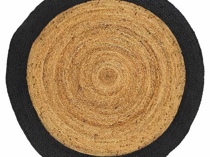 Jute Vloerkleed Edgy - Zwart - ø 130 cm