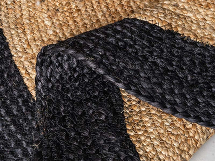 Jute Vloerkleed Edgy - Zwart - ø 130 cm