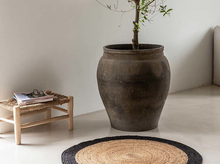 Jute Vloerkleed Edgy - Zwart - ø 130 cm