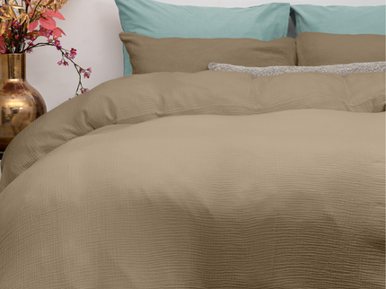 Dekbedovertrek Percale-Katoen - Mousseline - Taupe