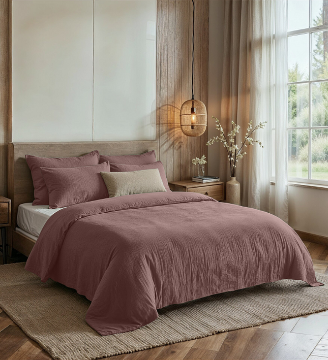Dekbedovertrek Percale-Katoen - Mousseline - Oud Roze
