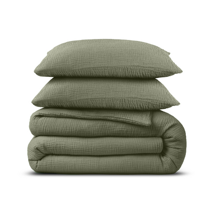 Dekbedovertrek Percale-Katoen - Mousseline - Groen