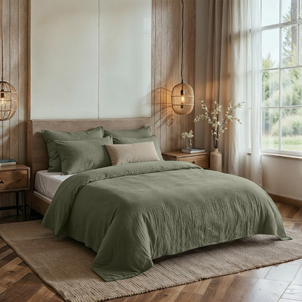 Dekbedovertrek Percale-Katoen - Mousseline - Groen