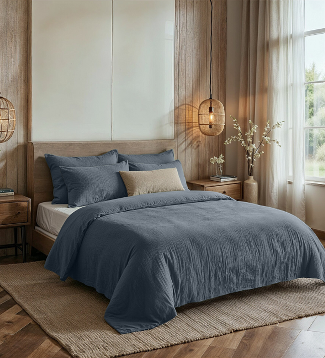 Dekbedovertrek Percale-Katoen - Mousseline - Navy