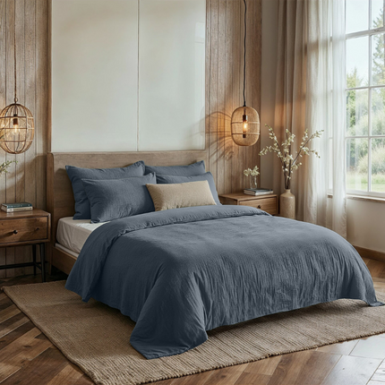 Dekbedovertrek Percale-Katoen - Mousseline - Navy