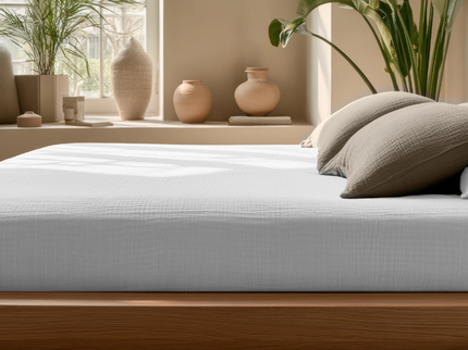 Hoeslaken Katoen Mousseline - Wit