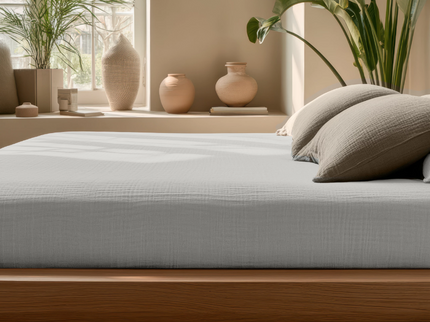 Hoeslaken Katoen Mousseline - Creme