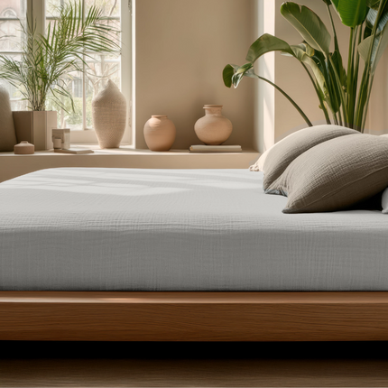 Hoeslaken Katoen Mousseline - Creme