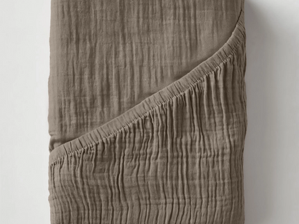 Hoeslaken Katoen Mousseline - Taupe