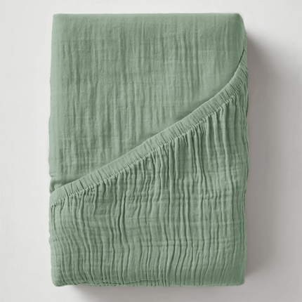 Hoeslaken Katoen Mousseline - Groen