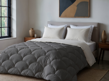 Lazy Dekbed Zonder Overtrek - Double Face - Antraciet/Off White