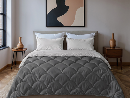 Lazy Dekbed Zonder Overtrek - Double Face - Antraciet/Off White