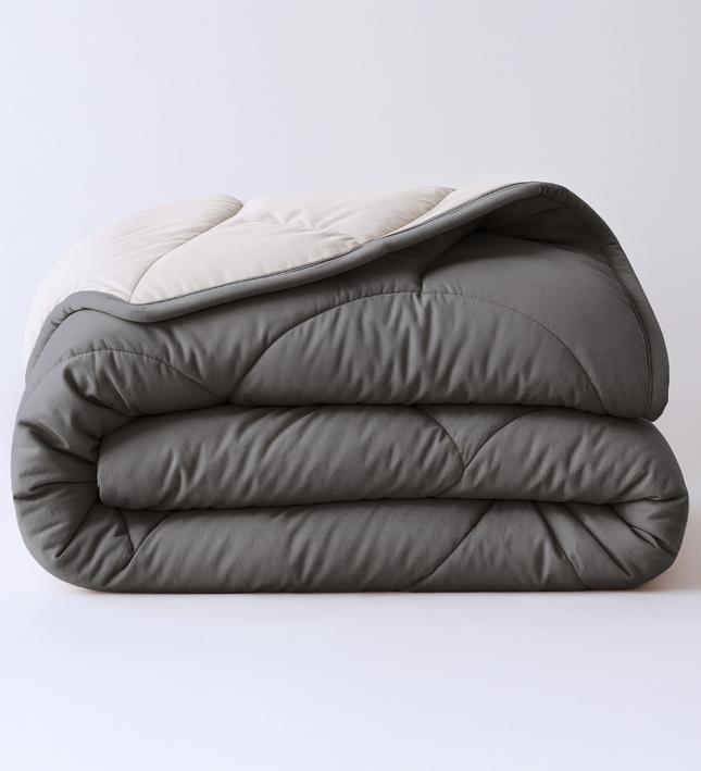 Lazy Dekbed Zonder Overtrek - Double Face - Antraciet/Off White