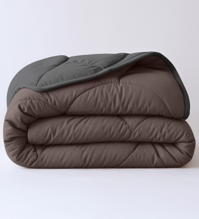 Lazy Dekbed Zonder Overtrek - Double Face - Bruin/Antraciet