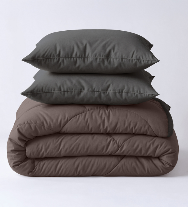 Lazy Dekbed Zonder Overtrek - Double Face - Bruin/Antraciet