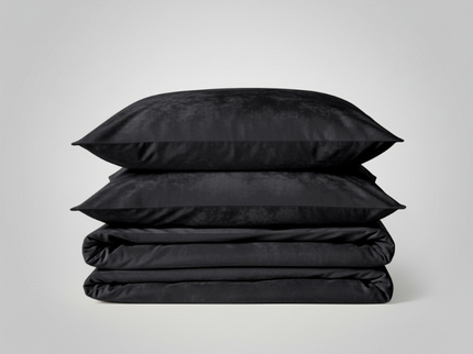 Dekbedovertrek Velvet Uni - Zwart