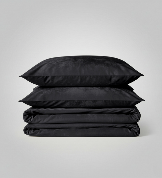 Dekbedovertrek Velvet Uni - Zwart
