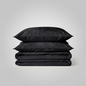 Dekbedovertrek Velvet Uni - Zwart