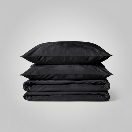Dekbedovertrek Velvet Uni - Zwart