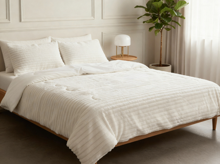 Lazy Dekbed Zonder Overtrek - Teddy Rib - Beige