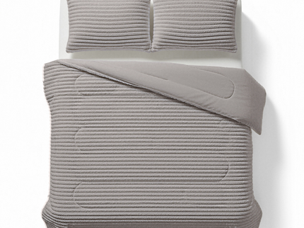 Lazy Dekbed Zonder Overtrek - Teddy Rib - Grijs