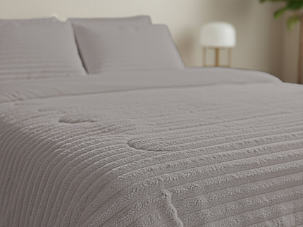Lazy Dekbed Zonder Overtrek - Teddy Rib - Grijs