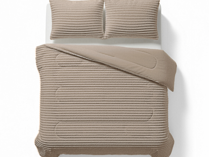 Lazy Dekbed Zonder Overtrek - Teddy Rib - Taupe