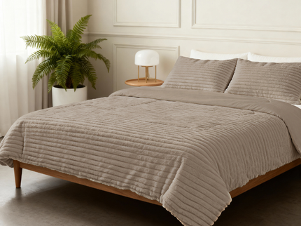 Lazy Dekbed Zonder Overtrek - Teddy Rib - Taupe