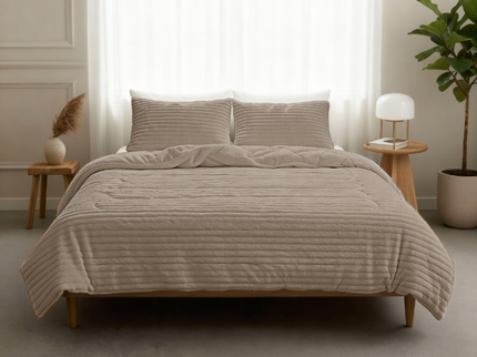 Lazy Dekbed Zonder Overtrek - Teddy Rib - Taupe