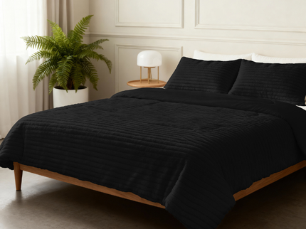 Lazy Dekbed Zonder Overtrek - Teddy Rib - Zwart