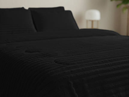 Lazy Dekbed Zonder Overtrek - Teddy Rib - Zwart