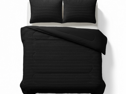 Lazy Dekbed Zonder Overtrek - Teddy Rib - Zwart