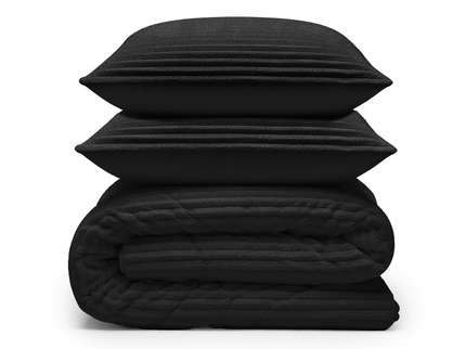 Lazy Dekbed Zonder Overtrek - Teddy Rib - Zwart