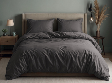 Dekbedovertrek Katoen Uni - Antraciet