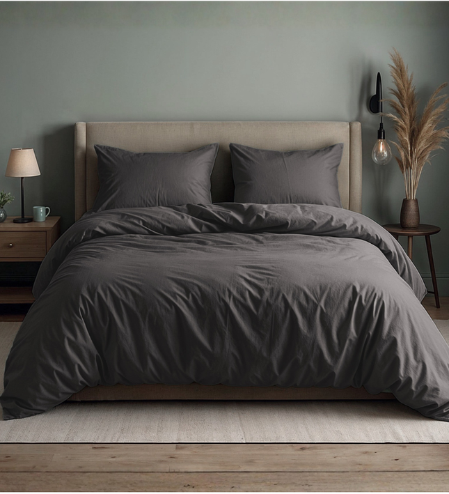 Dekbedovertrek Katoen Uni - Antraciet