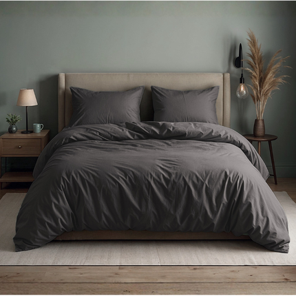 Dekbedovertrek Katoen Uni - Antraciet