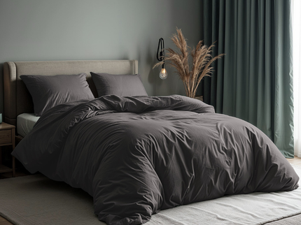 Dekbedovertrek Katoen Uni - Antraciet