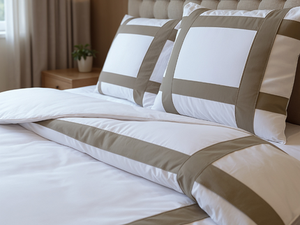 Dekbedovertrek Percale-Katoen - Hotel Alberto - Wit/Taupe