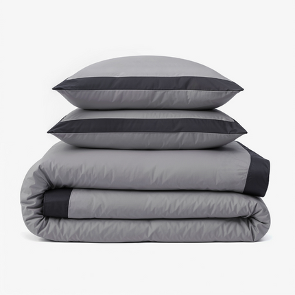 Dekbedovertrek Percale-Katoen - Hotel Emilio - Grijs/Zwart