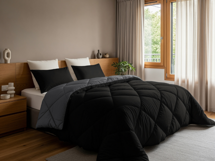 Lazy Dekbed Incl. Kussenslopen - Zwart/Antraciet
