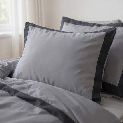 Dekbedovertrek Percale-Katoen - Hotel Emilio - Grijs/Zwart